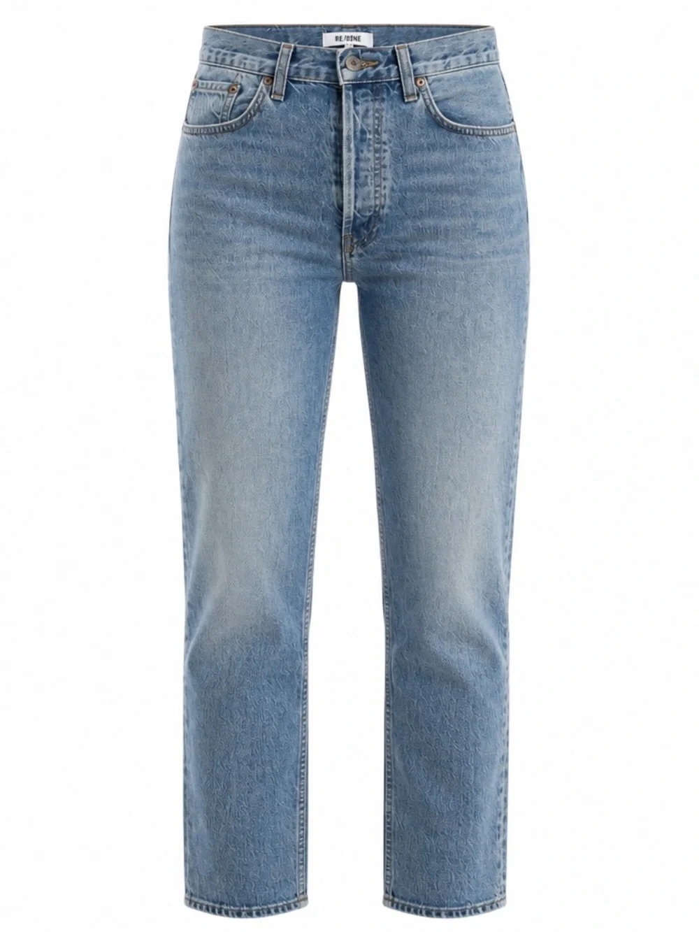 Re/Done Classic Straight Leg Jeans in Light-Mid Blue